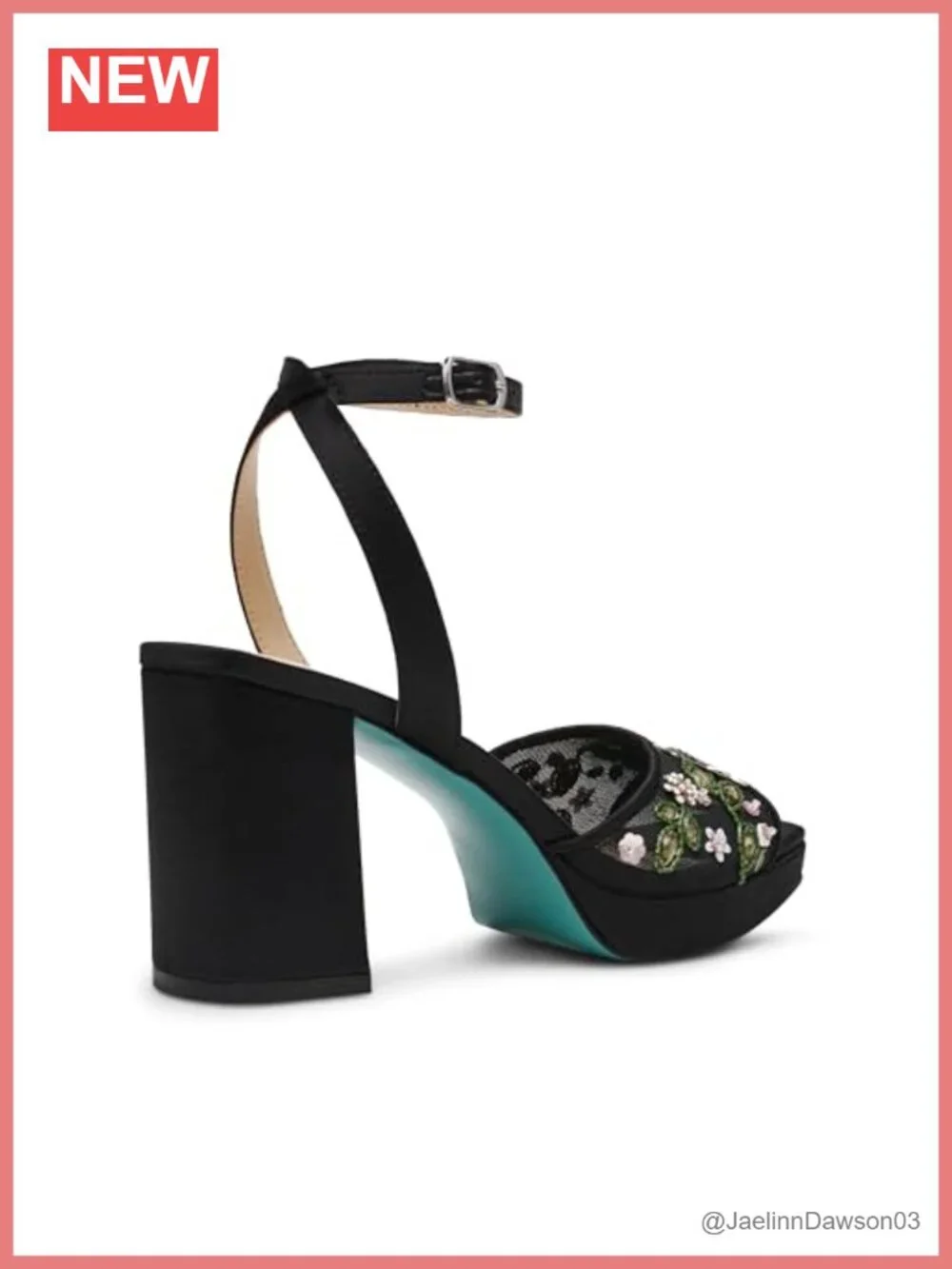 Block Heel Platform Sandals with Adjustable Floral Strap, 3.75